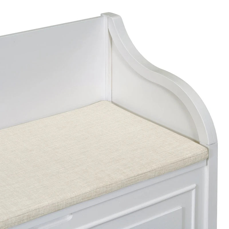 Banc de rangement multifonctionnel en bois massif de style rustique pour entrée avec charnière de sécurité