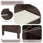 Banc de rangement multifonctionnel en bois massif de style rustique pour entrée avec charnière de sécurité
