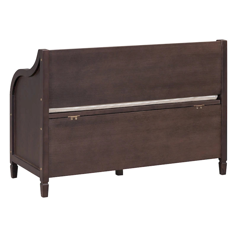 Banc de rangement multifonctionnel en bois massif de style rustique pour entrée avec charnière de sécurité