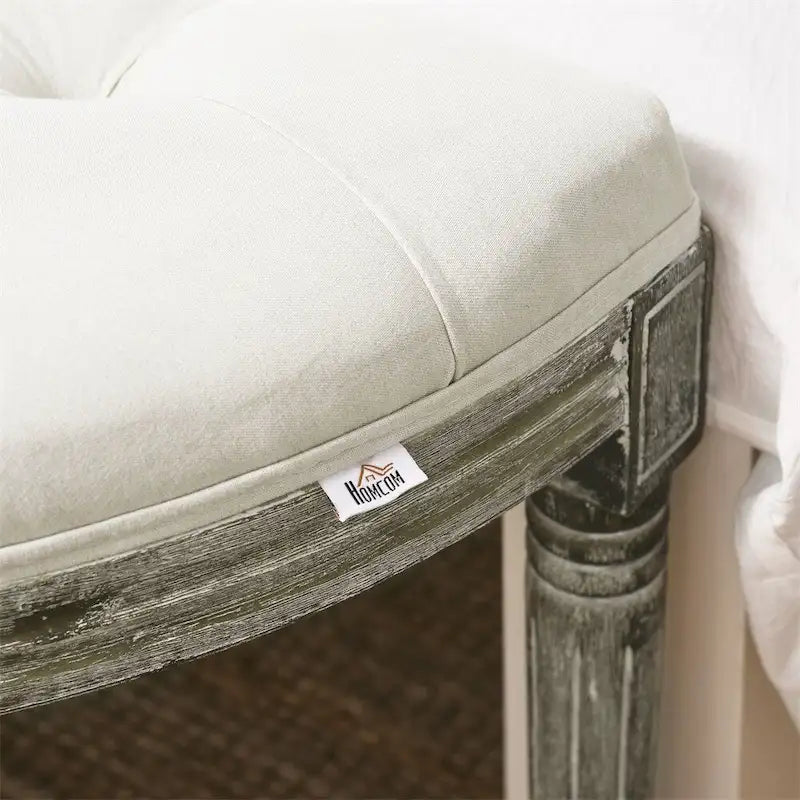 Banc de bout de lit touffeté en demi-cercle avec pieds en bois d'hévéa