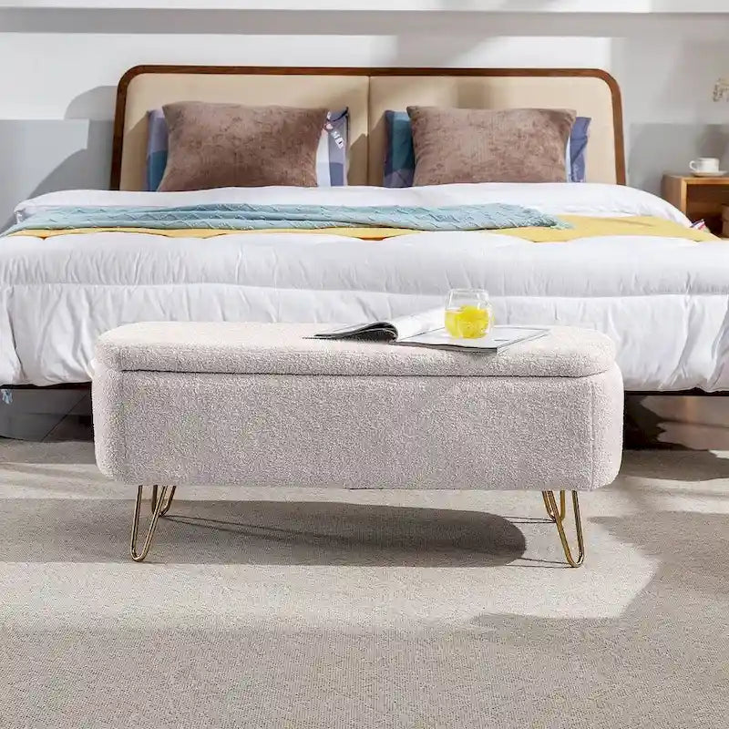 Banc ottoman de rangement de 51 pouces