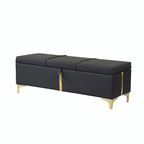 Pouf de rangement élégant capitonné avec pieds en métal