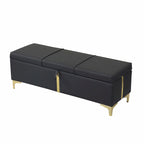 Pouf de rangement élégant capitonné avec pieds en métal