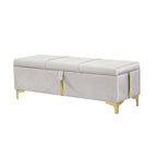 Pouf de rangement élégant capitonné avec pieds en métal