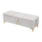 Pouf de rangement élégant capitonné avec pieds en métal