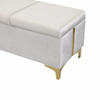 Pouf de rangement élégant capitonné avec pieds en métal