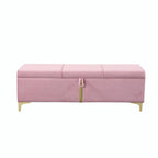 Pouf de rangement élégant capitonné avec pieds en métal