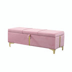 Pouf de rangement élégant capitonné avec pieds en métal