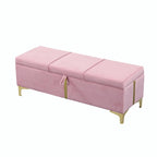 Pouf de rangement élégant capitonné avec pieds en métal