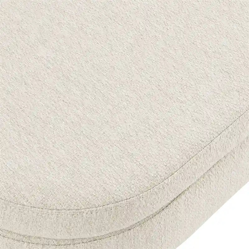 Banc de rangement ovale pour pied de lit, pieds en bois d'hévéa - Beige