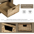 Banc de rangement rustique pour chaussures avec 3 tiroirs et 3 paniers en rotin