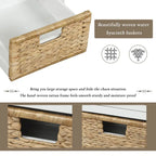 Banc de rangement rustique pour chaussures avec 3 tiroirs et 3 paniers en rotin