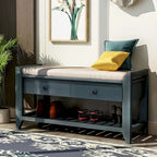 Banc de rangement polyvalent pour chaussures avec coussin d'assise et tiroirs