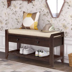 Banc de rangement polyvalent pour chaussures avec coussin d'assise et tiroirs