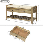 Banc de rangement polyvalent pour chaussures avec coussin d'assise et tiroirs