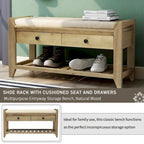 Banc de rangement polyvalent pour chaussures avec coussin d'assise et tiroirs