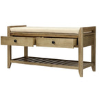 Banc de rangement polyvalent pour chaussures avec coussin d'assise et tiroirs