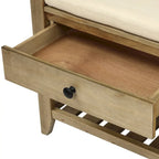 Banc de rangement polyvalent pour chaussures avec coussin d'assise et tiroirs