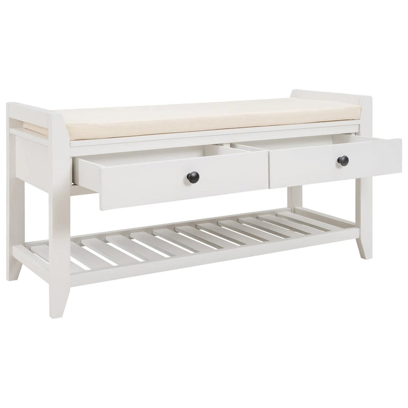 Banc de rangement polyvalent pour chaussures avec coussin d'assise et tiroirs