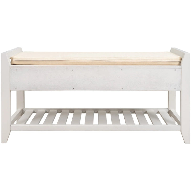 Banc de rangement polyvalent pour chaussures avec coussin d'assise et tiroirs