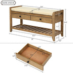 Banc de rangement polyvalent pour chaussures avec coussin d'assise et tiroirs