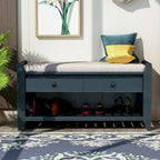 Banc de rangement polyvalent pour chaussures avec coussin d'assise et tiroirs