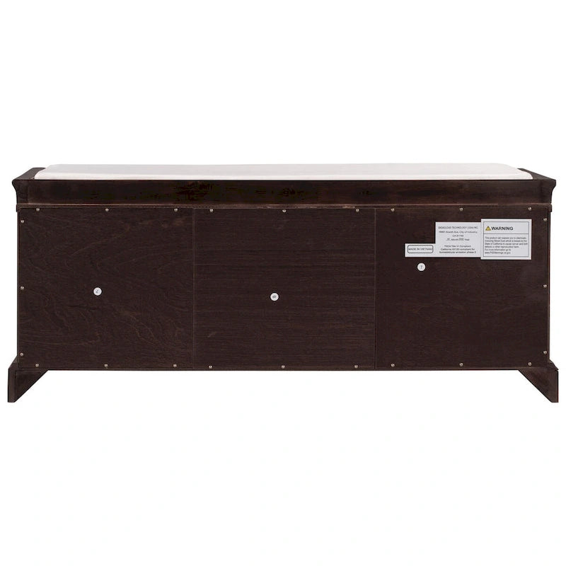 Banc de rangement avec 2 tiroirs et 2 placards, Banc à chaussures avec coussin amovible pour salon, entrée