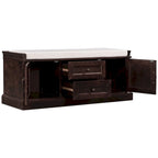Banc de rangement avec 2 tiroirs et 2 placards, Banc à chaussures avec coussin amovible pour salon, entrée