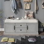 Banc de rangement avec 2 tiroirs et 2 placards, Banc à chaussures avec coussin amovible pour salon, entrée