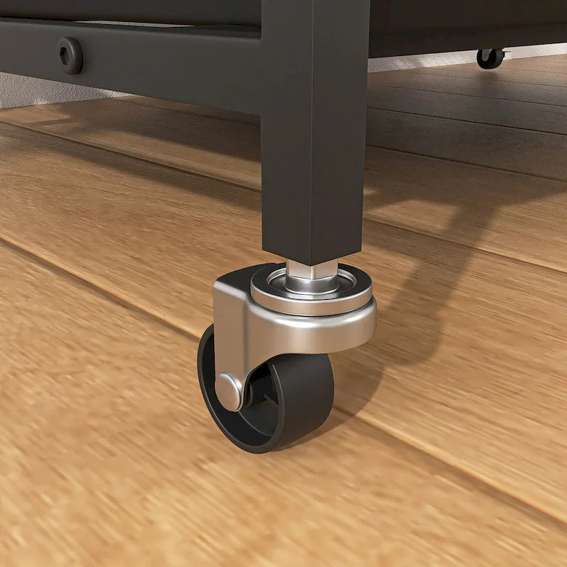 Meuble-cage pour chien avec plateau amovible, double porte, panneau relevable, rotation à 360 degrés et 3 gamelles réglables en hauteur