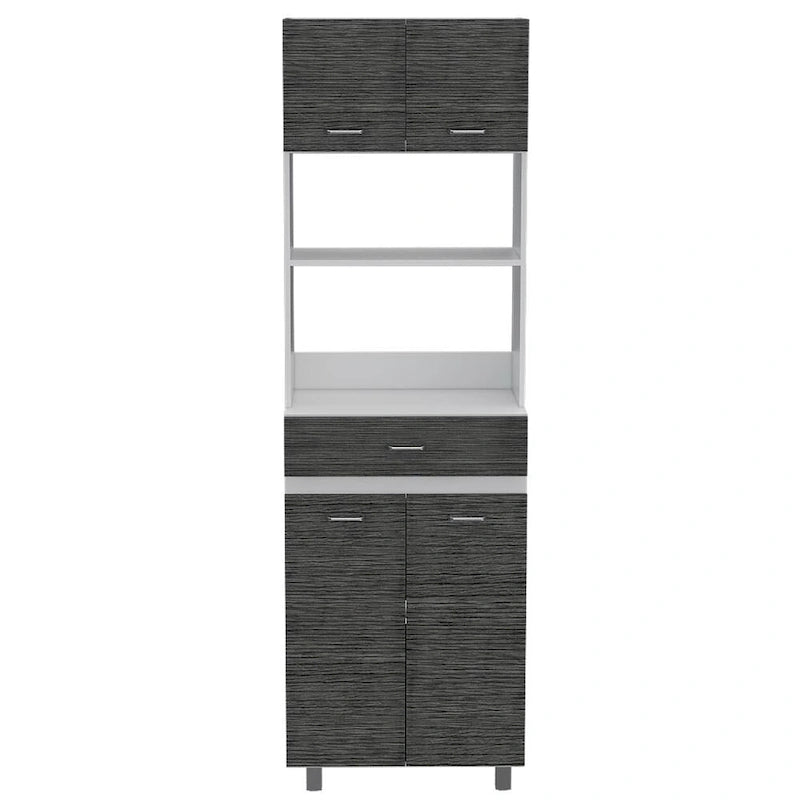 Meuble bas de cuisine Caribe, quatre pieds, un tiroir, double porte, une étagère - Blanc