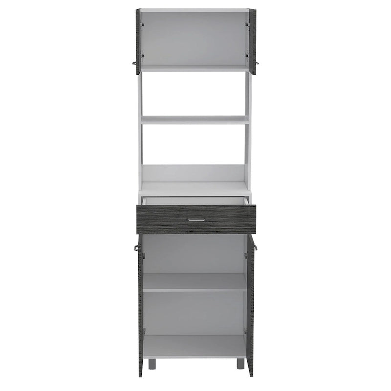 Meuble bas de cuisine Caribe, quatre pieds, un tiroir, double porte, une étagère - Blanc