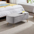 Banc de rangement ottoman pour bout de lit, pieds dorés, banc d'entrée en fausse fourrure rembourré avec rangement pour salon et chambre à coucher