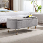 Banc de rangement ottoman pour bout de lit, pieds dorés, banc d'entrée en fausse fourrure rembourré avec rangement pour salon et chambre à coucher