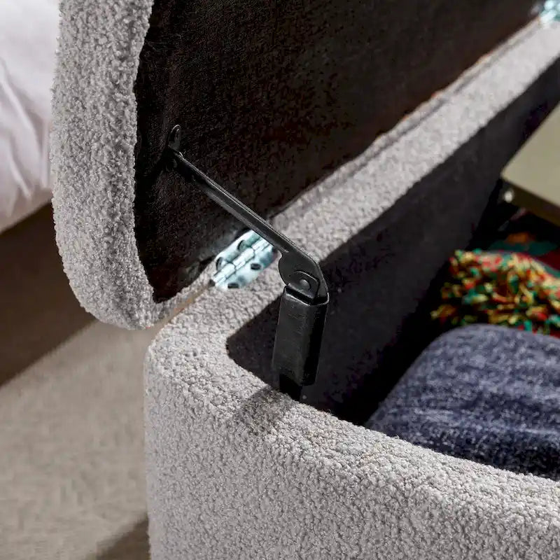 Banc de rangement ottoman pour bout de lit, pieds dorés, banc d'entrée en fausse fourrure rembourré avec rangement pour salon et chambre à coucher