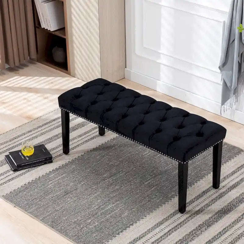Banc ottoman capitonné rembourré, banc de salle à manger en velours, banc de chambre, repose-pieds, tabouret d'appoint pour entrée, salle à manger
