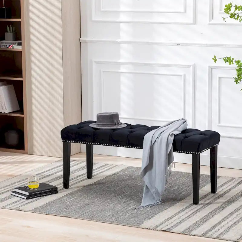 Banc ottoman capitonné rembourré, banc de salle à manger en velours, banc de chambre, repose-pieds, tabouret d'appoint pour entrée, salle à manger