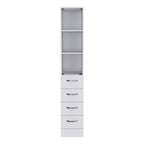 Meuble de rangement Vanguard pour le linge, trois étagères, quatre tiroirs – Blanc