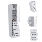 Meuble de rangement Vanguard pour le linge, trois étagères, quatre tiroirs – Blanc