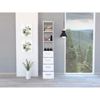 Meuble de rangement Vanguard pour le linge, trois étagères, quatre tiroirs – Blanc