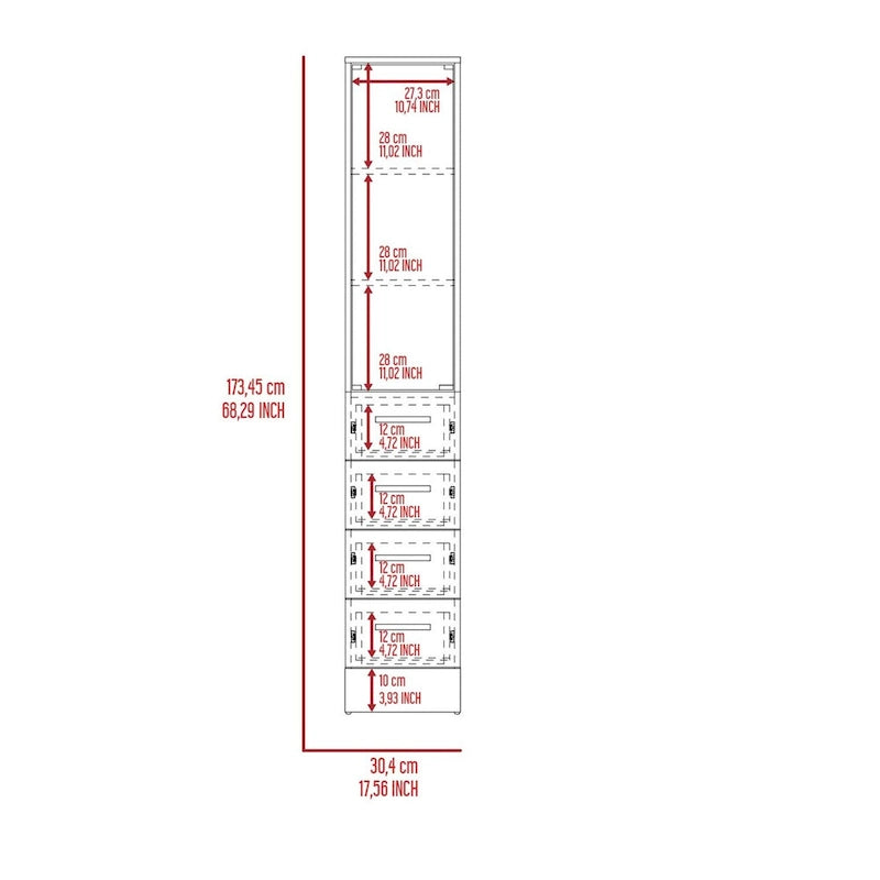 Meuble de rangement Vanguard pour le linge, trois étagères, quatre tiroirs – Blanc