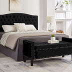 Banc Ottoman de Rangement Capitonnée à Boutons - 48L x 18.5W x 22 H