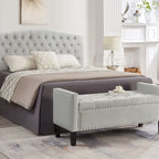 Banc Ottoman de Rangement Capitonnée à Boutons - 48L x 18.5W x 22 H