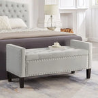 Banc Ottoman de Rangement Capitonnée à Boutons - 48L x 18.5W x 22 H