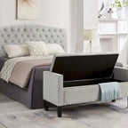 Banc Ottoman de Rangement Capitonnée à Boutons - 48L x 18.5W x 22 H
