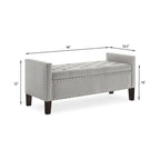 Banc Ottoman de Rangement Capitonnée à Boutons - 48L x 18.5W x 22 H