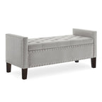 Banc Ottoman de Rangement Capitonnée à Boutons - 48L x 18.5W x 22 H