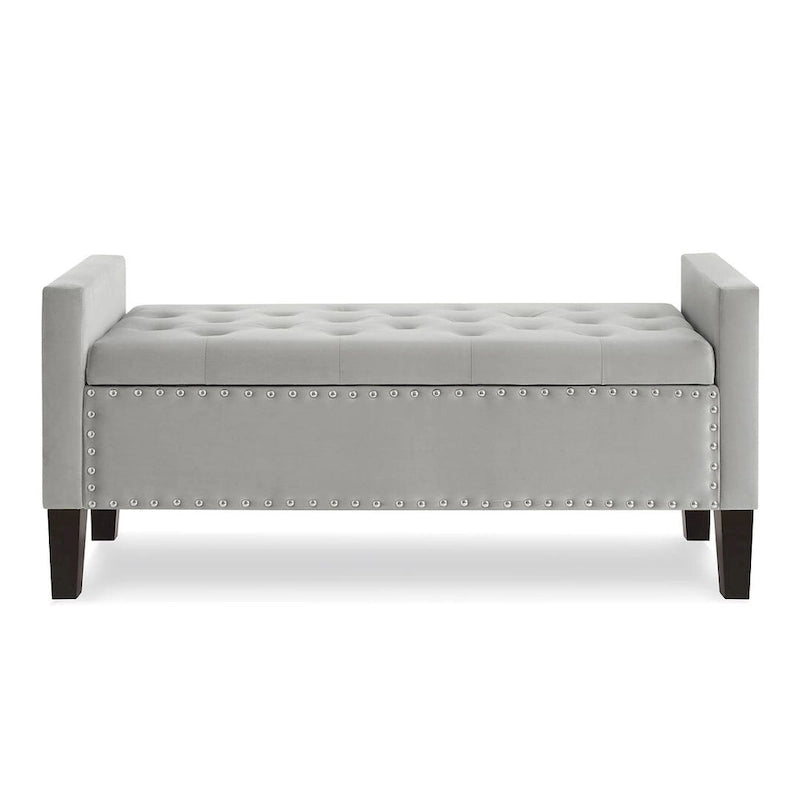 Banc Ottoman de Rangement Capitonnée à Boutons - 48L x 18.5W x 22 H