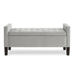 Banc Ottoman de Rangement Capitonnée à Boutons - 48L x 18.5W x 22 H