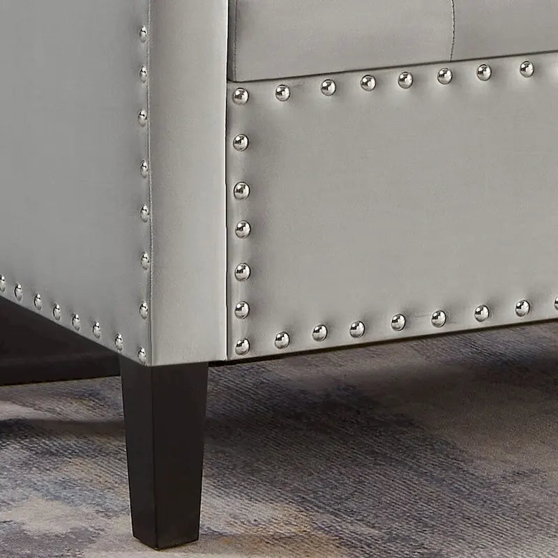 Banc Ottoman de Rangement Capitonnée à Boutons - 48L x 18.5W x 22 H